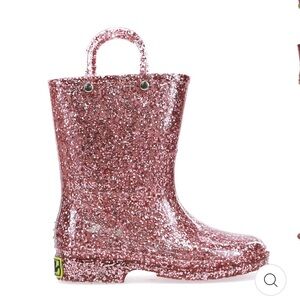 KIDS GLITTER RAIN BOOT - ROSE GOLD size 12